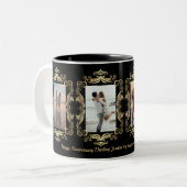 Persoonlijke boodschap voor zwarte en goudfoto's tweekleurige koffiemok (Voorkant links)