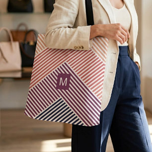 Persoonlijke boodschappentas met strepen kunstpatr tote bag