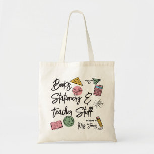 Persoonlijke boodschappentas voor leraren met boek tote bag