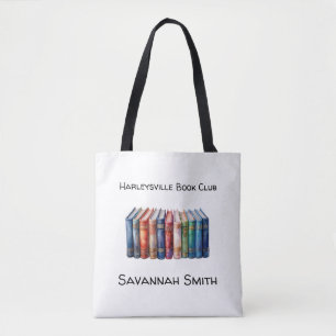 Persoonlijke Book Club-tas met naam en boeken Tote Bag