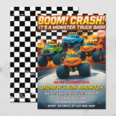 Persoonlijke Boom Crash Monster Truck Verjaardag Kaart (Voorkant / Achterkant)