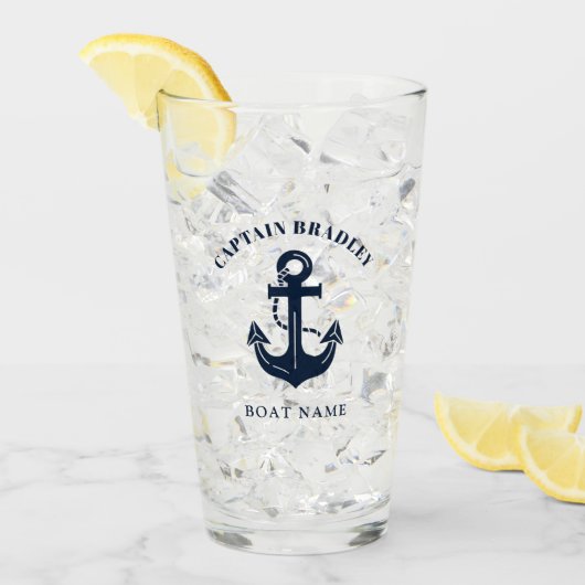 Persoonlijke bootnaam en geschenk voor de kapitein glas (Voorkant ijs)