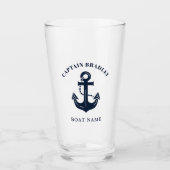 Persoonlijke bootnaam en geschenk voor de kapitein glas (Voorkant)