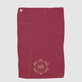 Persoonlijke Bordeaux golfhanddoek met initialen (Voorkant)
