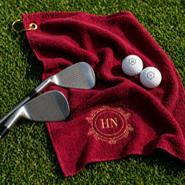 Persoonlijke Bordeaux golfhanddoek met initialen