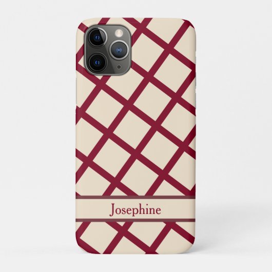 Persoonlijke bordeauxrode crème lattice elegante c Case-Mate iPhone case (Achterkant)