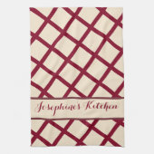 Persoonlijke bordeauxrode crème lattice elegante c theedoek (Verticaal)