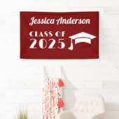 Persoonlijke bordeauxrode en witte afstuderen  spandoek (Insitu)