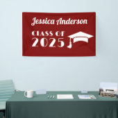 Persoonlijke bordeauxrode en witte afstuderen  spandoek (Beurs)
