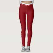 Persoonlijke bordeauxrode witte gestreepte leuke v leggings (Voorkant)