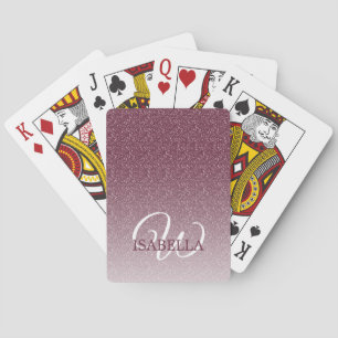 Persoonlijke bordeauxroze glinsterende ombre naam  pokerkaarten