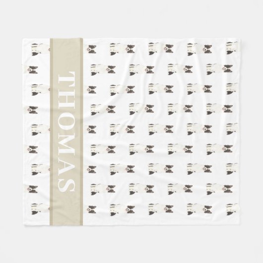 Persoonlijke Border Collie Fleece Deken (Voorkant (Horizontaal))