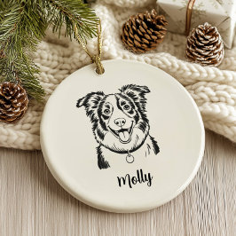 Persoonlijke Border Collie Hond Kerstmis Keramisch Ornament