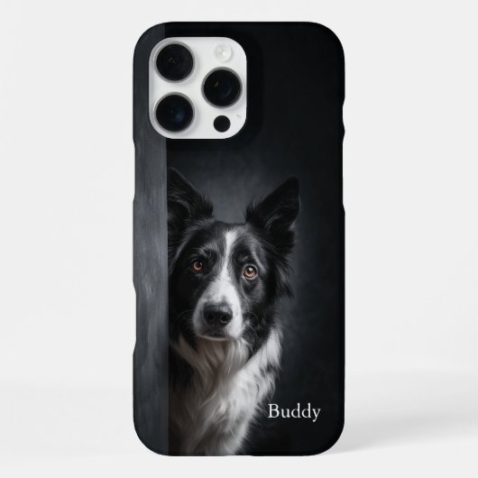 Persoonlijke Border Collie-portret iPhone Hoesje (Achterkant)