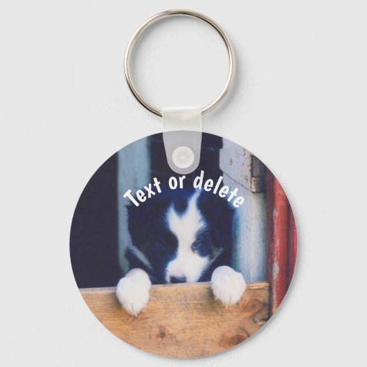 Persoonlijke Border Collie Puppy Hond Sleutelhanger (Voorkant)