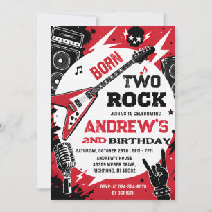 Persoonlijke Born To Rock Verjaardagsuitnodiging Kaart