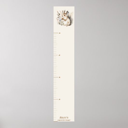 Persoonlijke bos eekhoorn groeimeter poster (Voorkant)