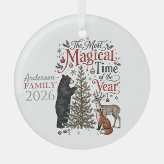Persoonlijke Bos Kerst Creaturen Glas Ornament