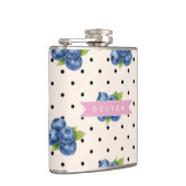 Persoonlijke Bosbessen Stippen Cute Vintage Heupfles (Rechts)