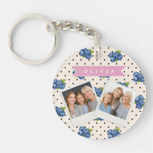 Persoonlijke Bosbessen Stippen Cute Vintage Sleutelhanger