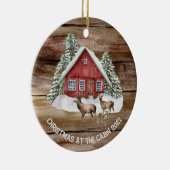 Persoonlijke Bossen Waterverf Kerstmis Keramisch Ornament (Rechts)