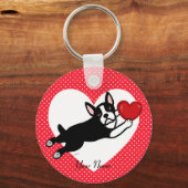 Persoonlijke Boston Terrier en Heart Sleutelhanger (Voorkant)