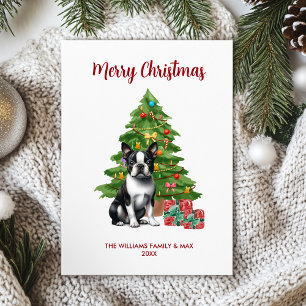 Persoonlijke Boston Terrier-hond Kerstmis Feestdagenkaart