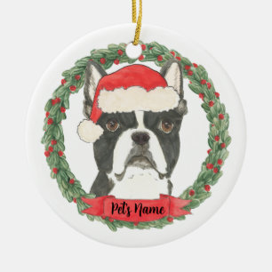 Persoonlijke Boston Terrier Kerstmis Keramisch Ornament