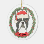 Persoonlijke Boston Terrier Kerstmis Keramisch Ornament (Links)
