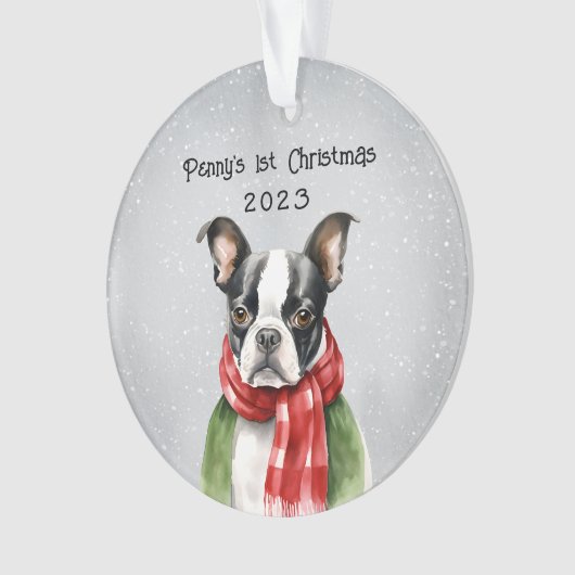 Persoonlijke Boston Terrier Ornament (voorkant)