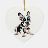 Persoonlijke Boston Terrier Puppy Keramisch Ornament (Voorkant)