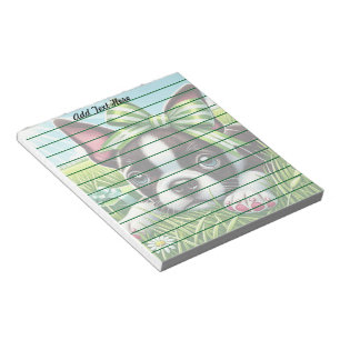 Persoonlijke Boston Terrier Puppy met Groene Strik Notitieblok