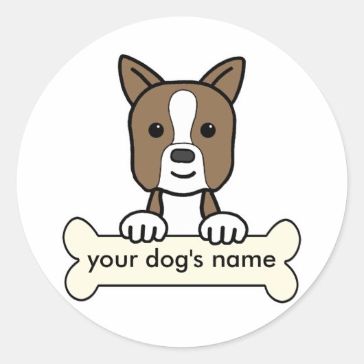 Persoonlijke Boston Terrier Ronde Sticker (Voorkant)