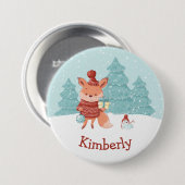 Persoonlijke Bosvos Kerstmis  Ronde Button 7,6 Cm (Voorkant /achterkant)