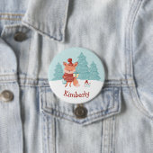 Persoonlijke Bosvos Kerstmis  Ronde Button 7,6 Cm (In situ)