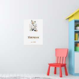 Persoonlijke bosvos kinderkamer naam print