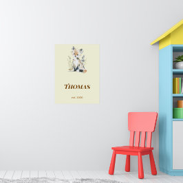 Persoonlijke bosvos kinderkamer naam print