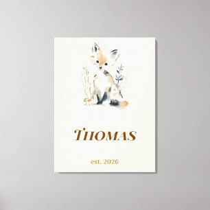 Persoonlijke bosvos kinderkamer naam print
