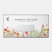 Persoonlijke botanische aquarel wilde bloem bureaumat (Keyboard & Muis)