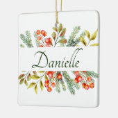 Persoonlijke botanische banner keramisch ornament (Links)