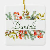 Persoonlijke botanische banner keramisch ornament (Voorkant)