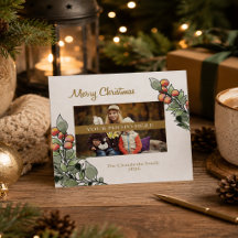 Persoonlijke botanische familie foto kerstkaart