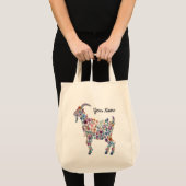 Persoonlijke botanische geit bloem boerderij dier tote bag (Voorkant (product))