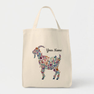 Persoonlijke botanische geit bloem boerderij dier tote bag