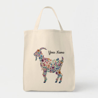Persoonlijke botanische geit bloem boerderij dier tote bag