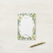Persoonlijke Botanische Groene Bloemige Plaknotiti Post-it® Notes (Op bureau)
