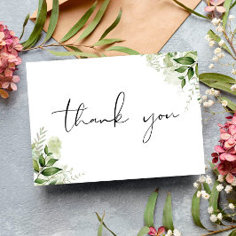 Persoonlijke botanische groene elegant schrift bedankkaart