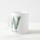 Persoonlijke botanische kerst monogram letter W Koffiemok (Voorkant links)