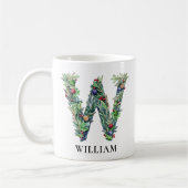 Persoonlijke botanische kerst monogram letter W Koffiemok (Links)