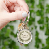 Persoonlijke botanische krans | Aangepaste naam C Sleutelhanger (Hand)